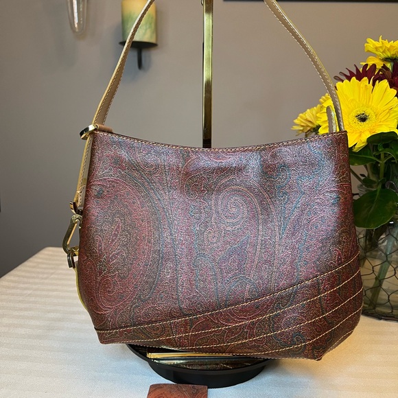 ETRO MILANO Bordeaux/Red Paisley HandBag with Adjustable Leather Strap - Picture 2 of 16